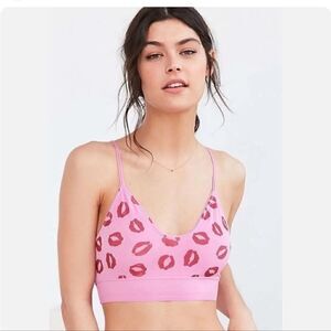Urban Outfitters Pink and Red Kiss Bra Small NWOT